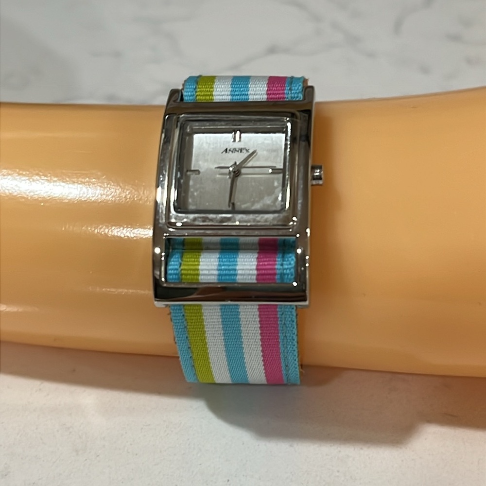 Colorful Striped Square Analog Watch New Without Tags